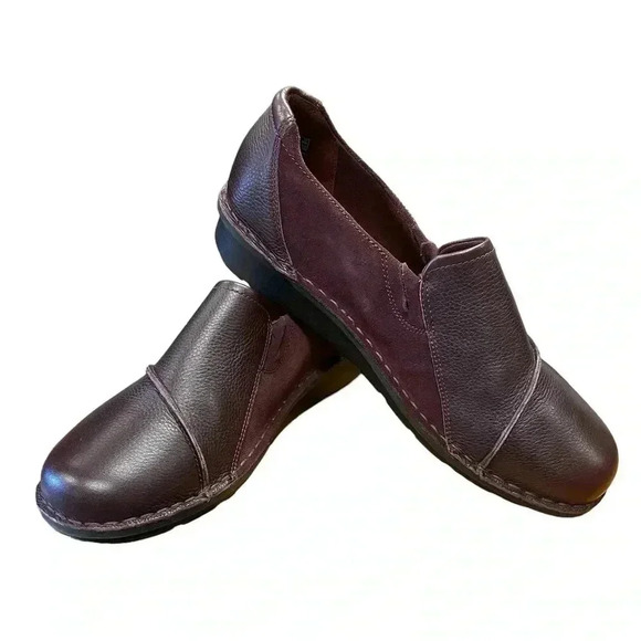 Clarks Collection Leather & Suede  Slip On Shoes Michela Opal Burgundy Size 11 - Picture 5 of 9